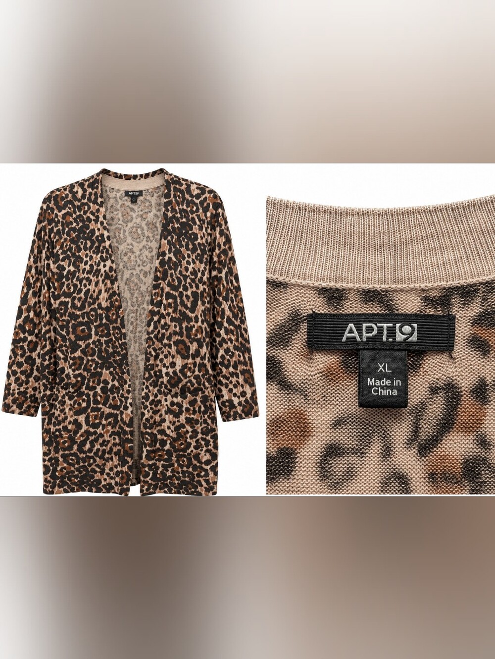 Apt. 9 Leopard Print Open-Front Cardigan - Brown/Black